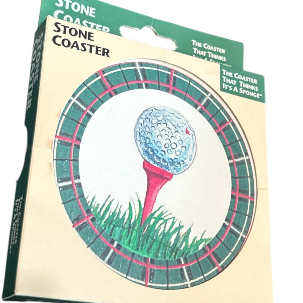 Golf Stone Coasters with Plaid Design